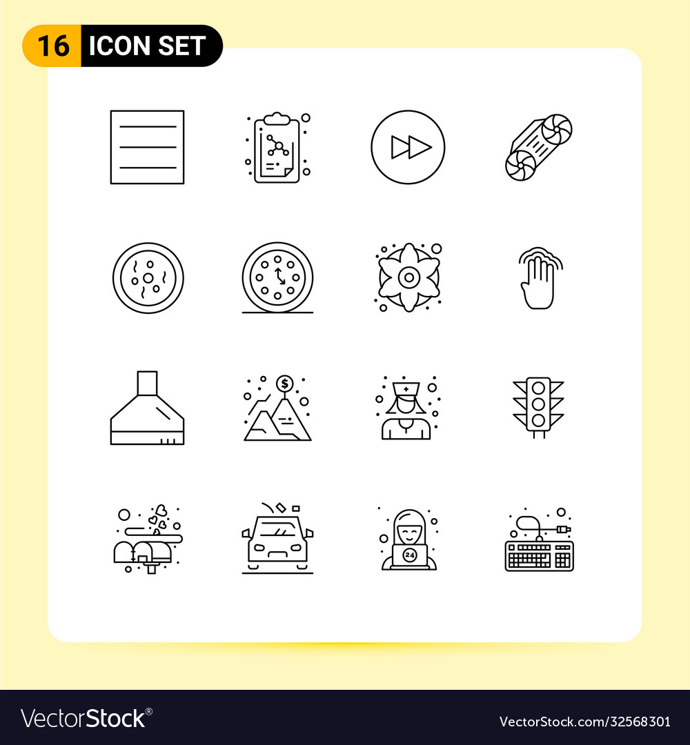 Set 16 outlines on grid for date clock radio