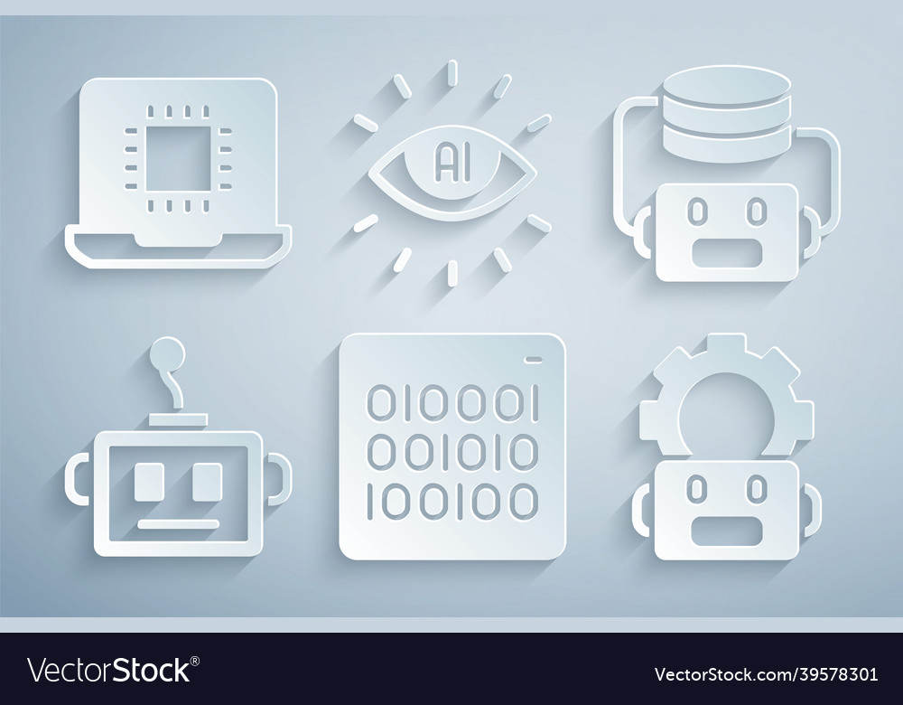 Set binary code artificial intelligence robot vector image Set binary code artificial intelligence robot