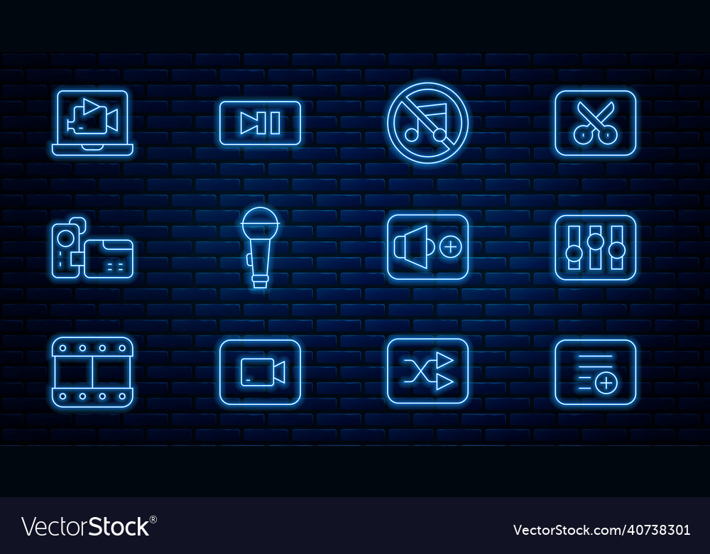 Set line add to playlist sound mixer controller vector image Set line add to playlist sound mixer controller