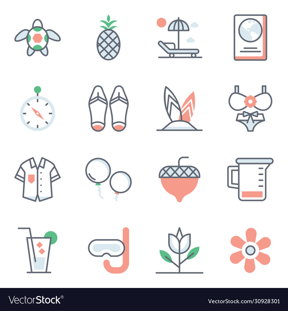 Summer weather flat icons pack