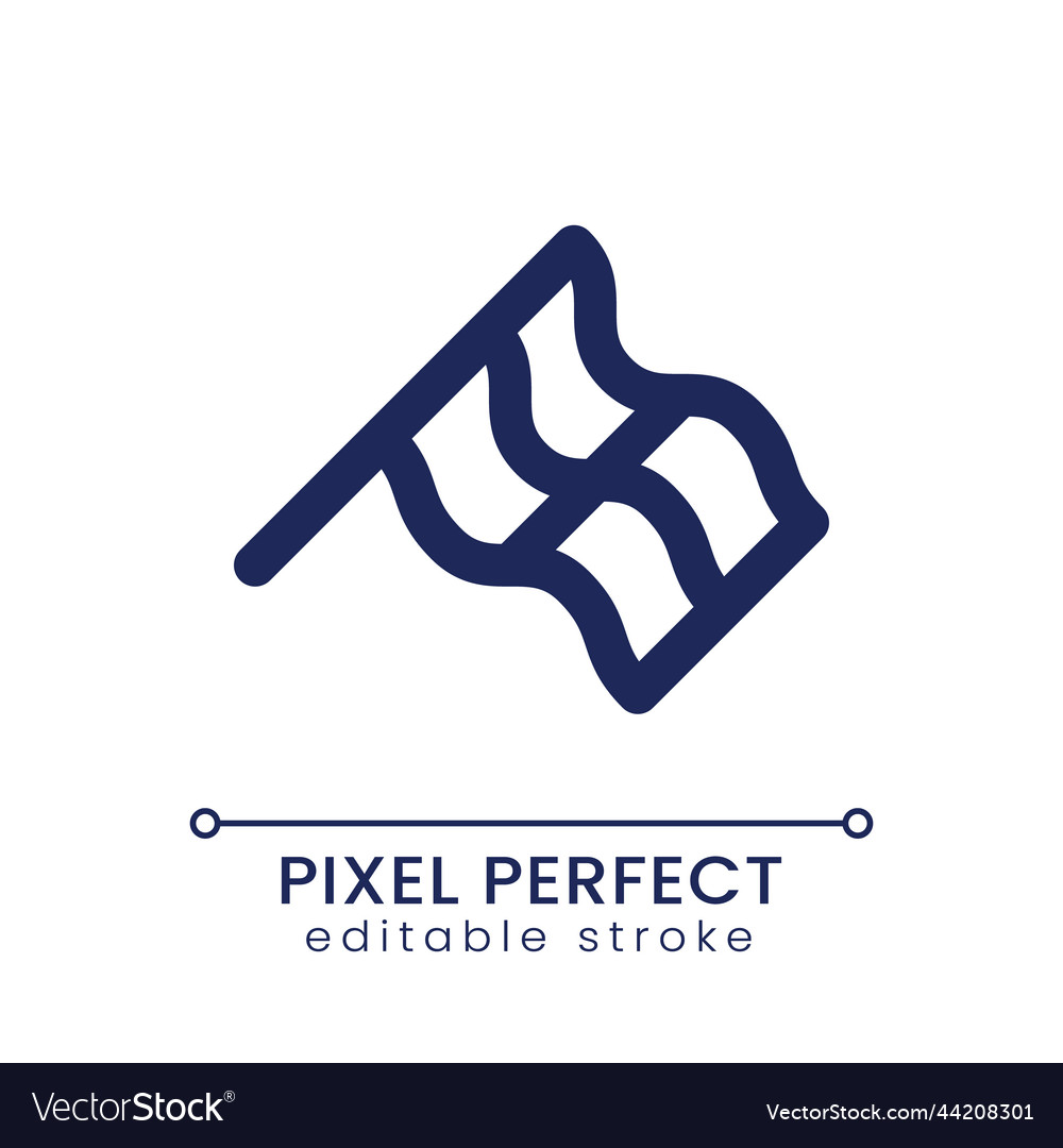 Waving chequered flag pixel perfect linear ui icon vector image Waving chequered flag pixel perfect linear ui icon