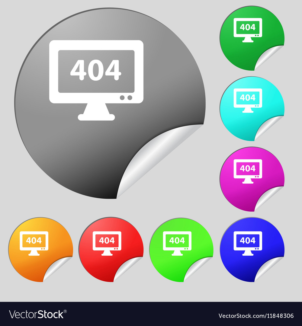 404 not found error icon sign set of eight multi
