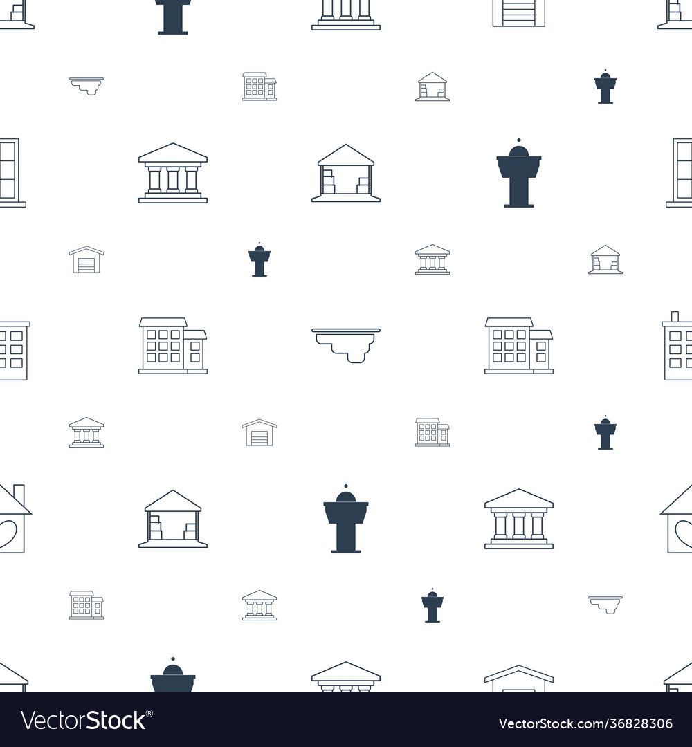 Architecture icons pattern seamless white