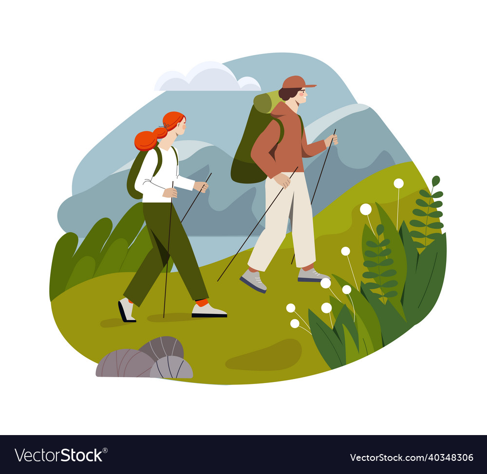 Couple camping concept vector image Couple camping concept