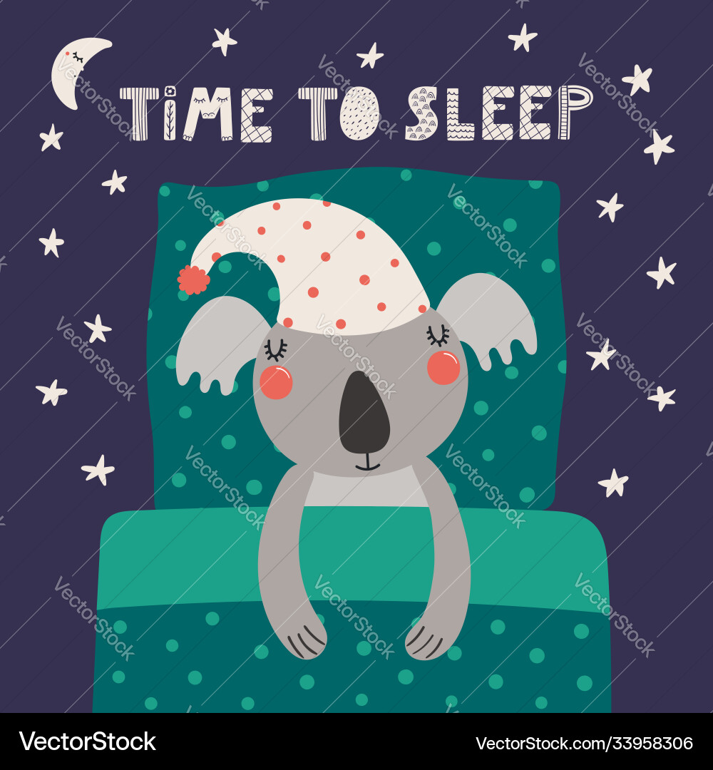 Cute sleeping koala Royalty Free Vector Image - VectorStock