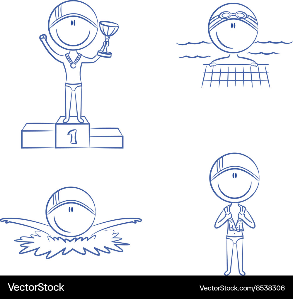 Cute swimmer boys in the pool Royalty Free Vector Image