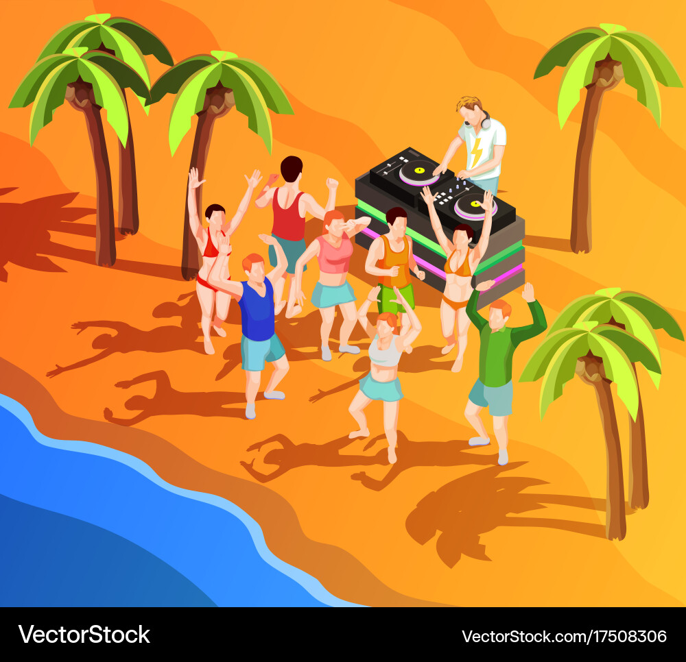 Dancing people isometric Royalty Free Vector Image