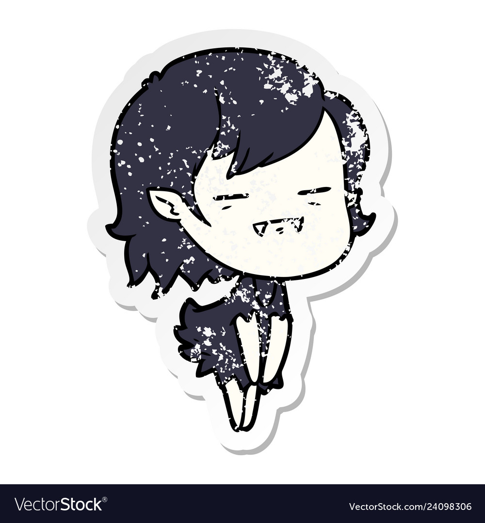 Distressed sticker of a cartoon undead vampire