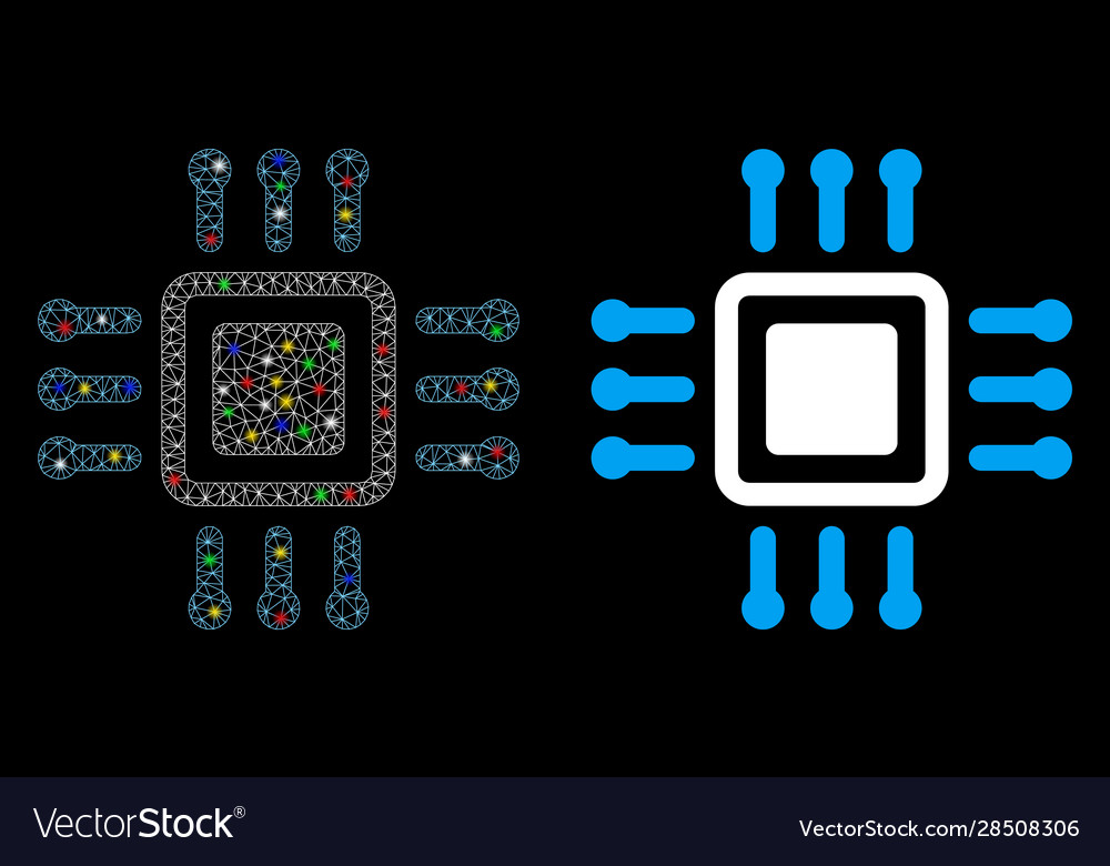 Flare mesh 2d processor icon with spots vector image Flare mesh 2d processor icon with spots
