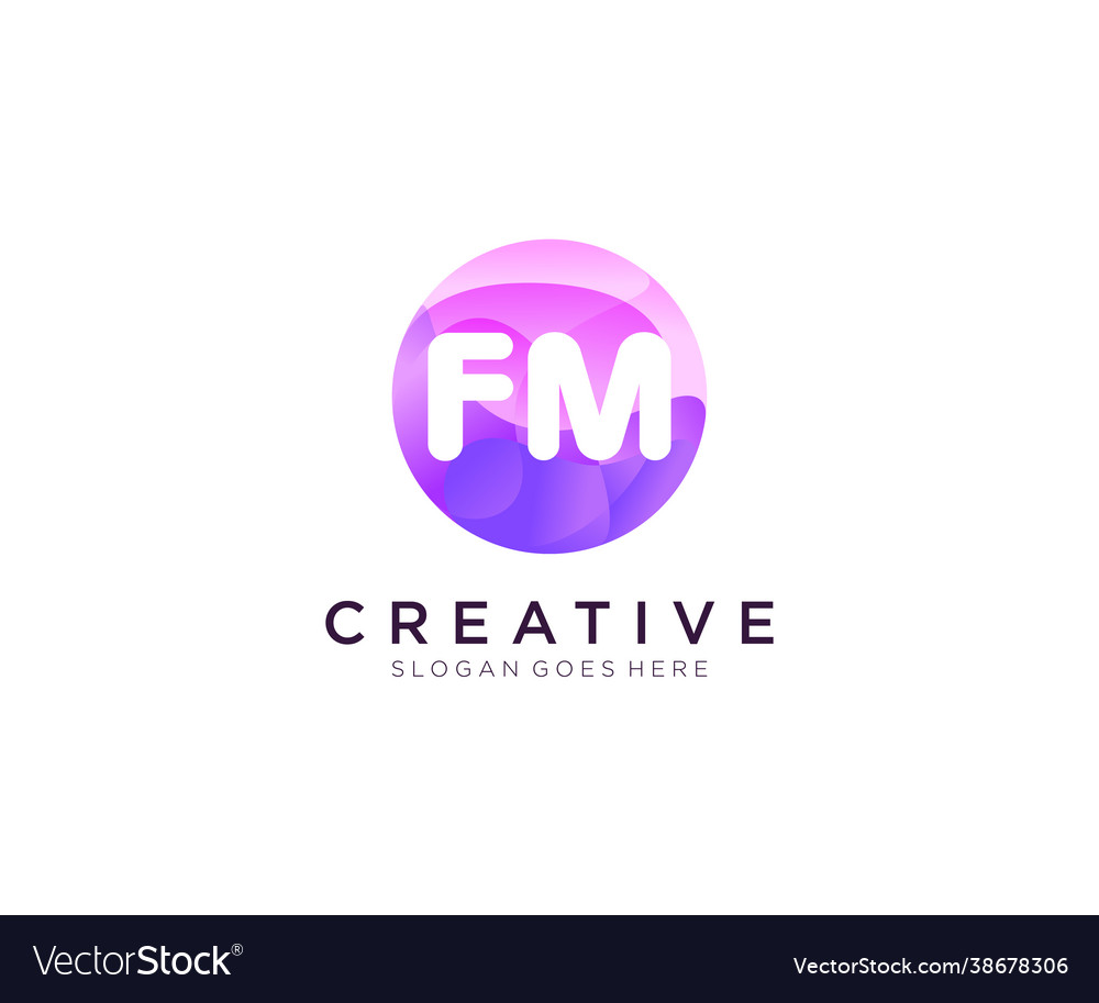 Fm initial logo with colorful circle template