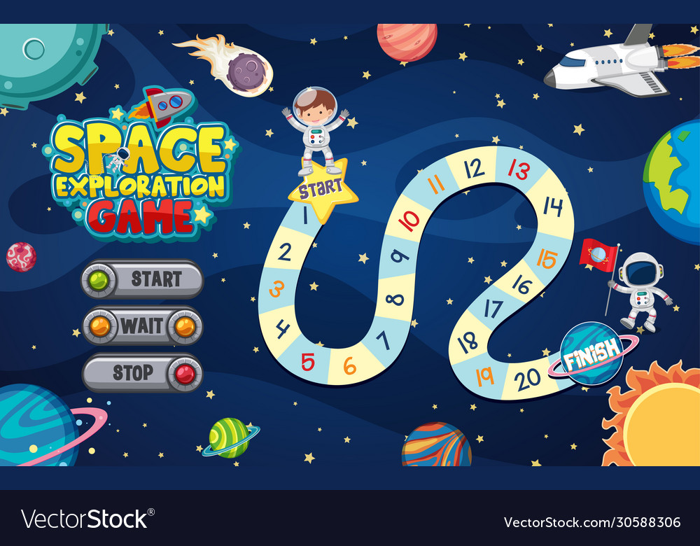 Game template with many planets in space Vector Image Game template with many planets in space