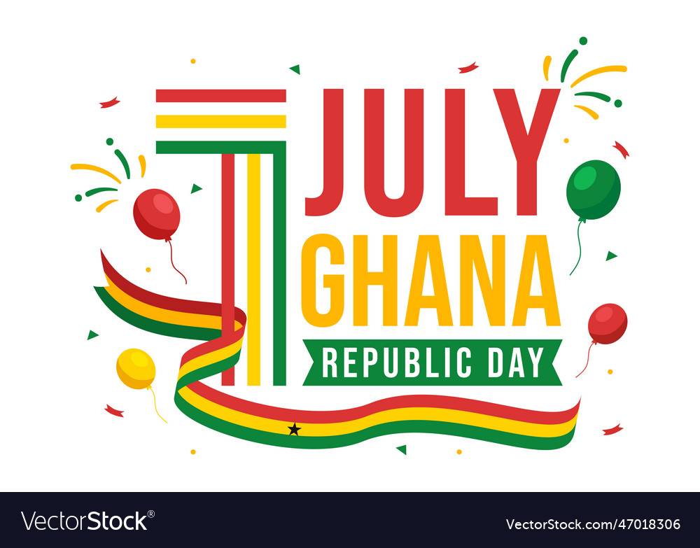 Happy ghana republic day with waving flag