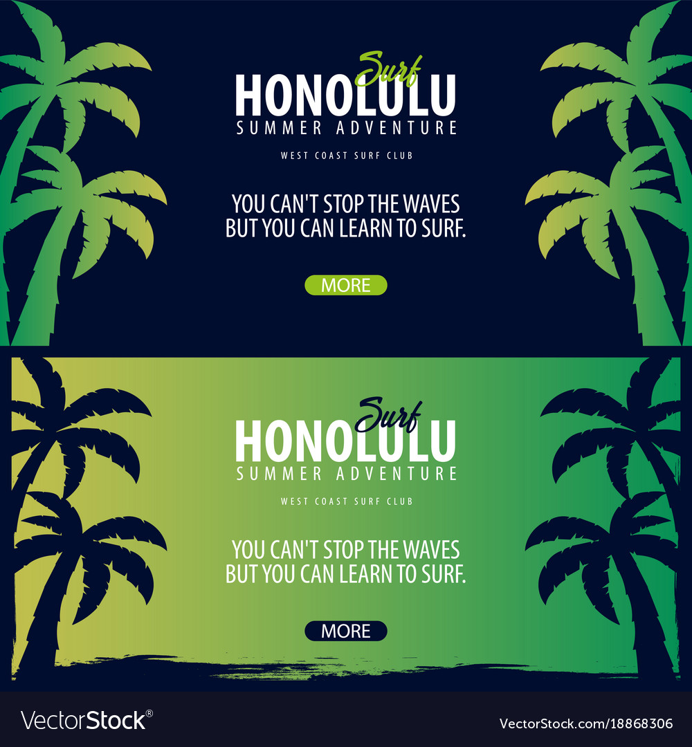 Hawaii surfing graphic with palms surf club