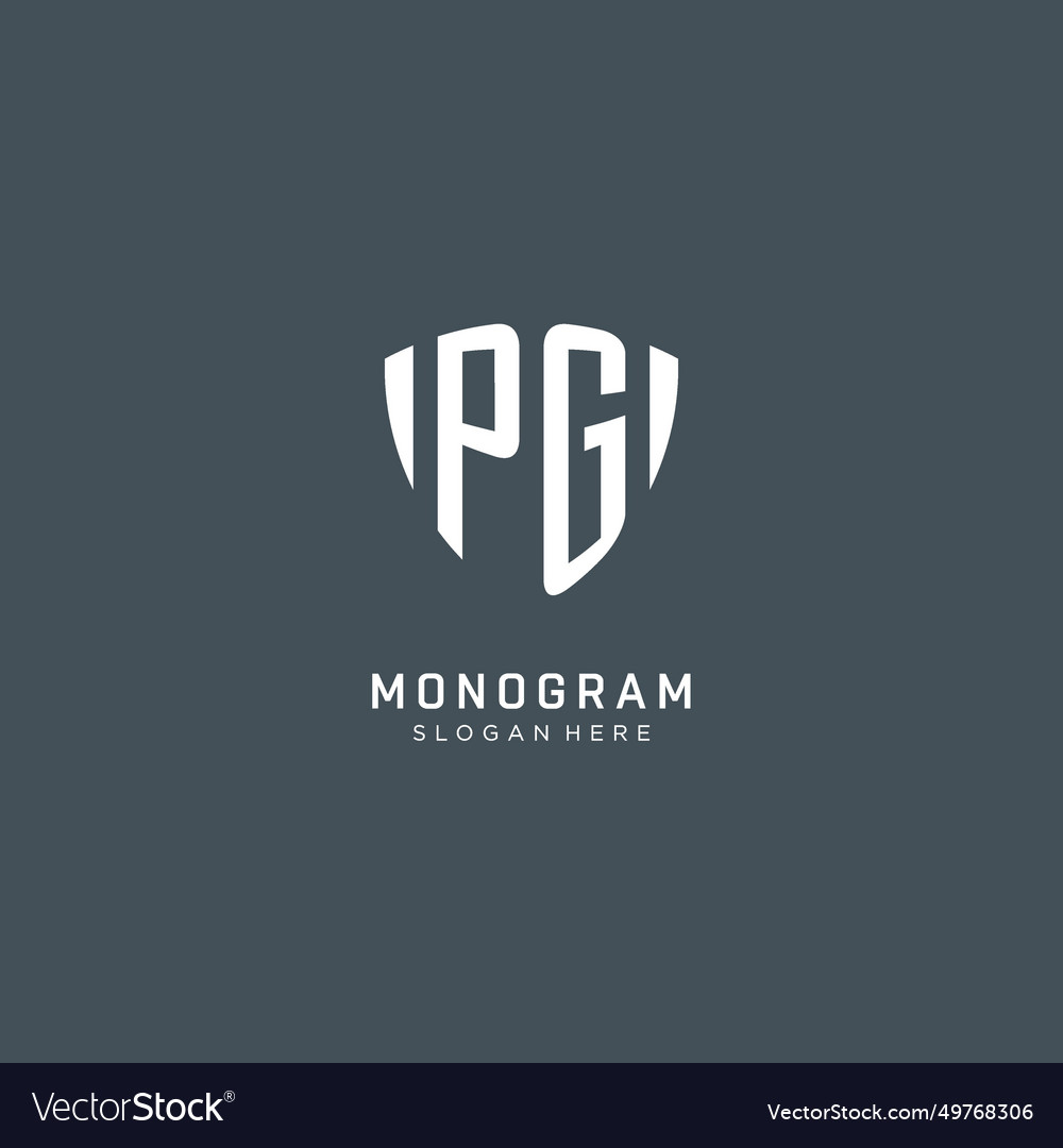 Initials pg logo shield guard shape creative logo Vector Image