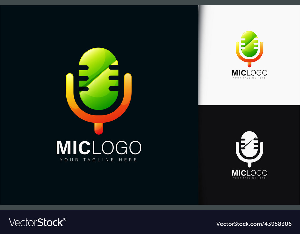Mic logo design with gradient vector image Mic logo design with gradient