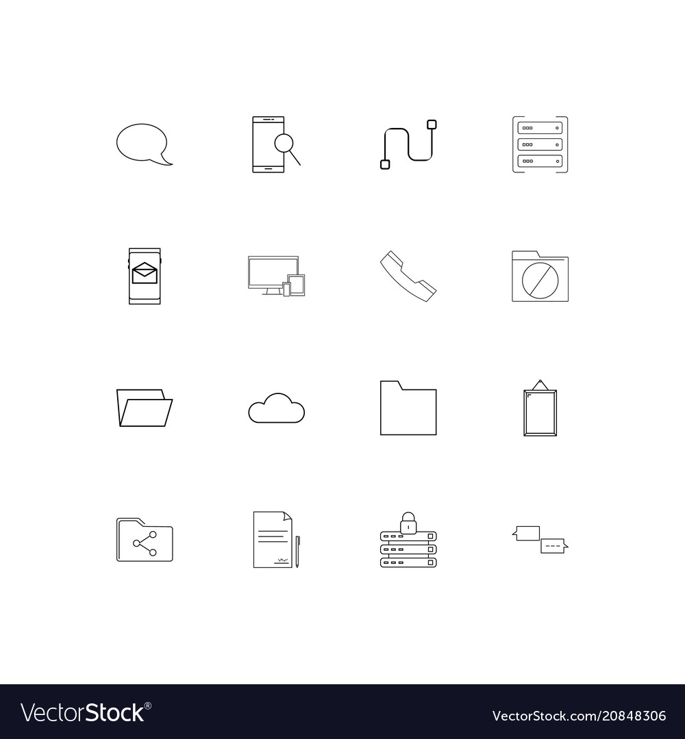 Network and database linear thin icons set