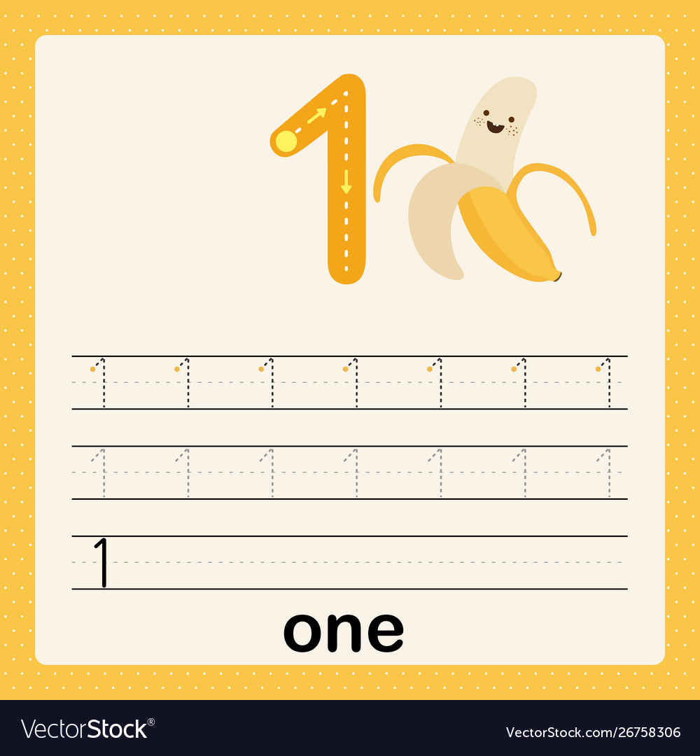 Number one card for kids learn to count and write Vector Image