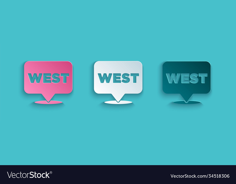 Paper cut pointer to wild west icon isolated vector image Paper cut pointer to wild west icon isolated