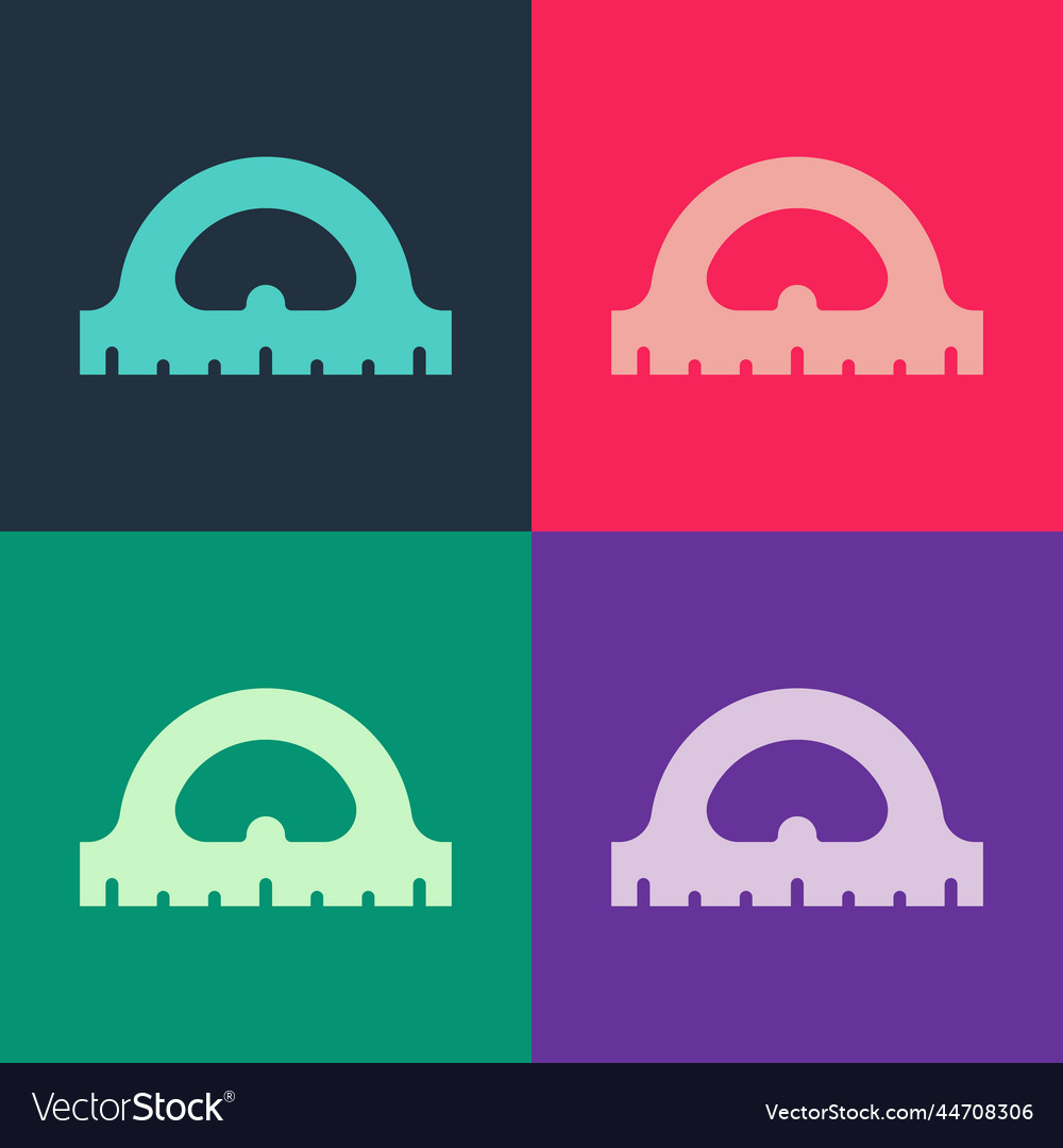 Pop art protractor grid for measuring degrees icon vector image Pop art protractor grid for measuring degrees icon