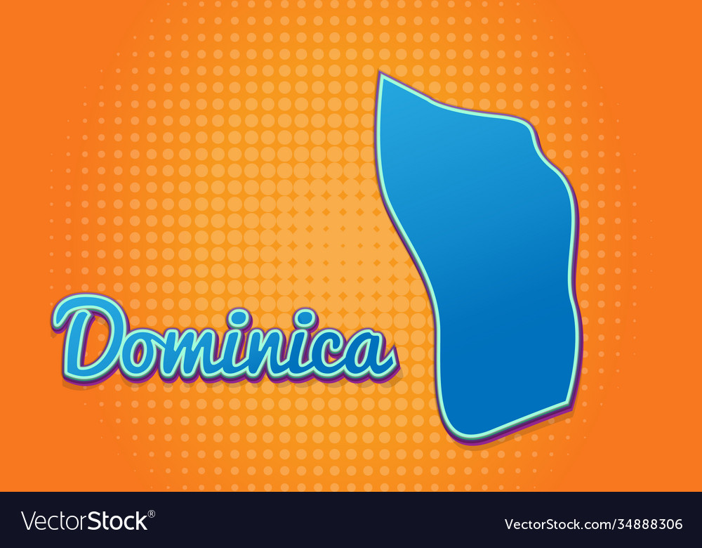 Retro map dominica with halftone background vector image Retro map dominica with halftone background