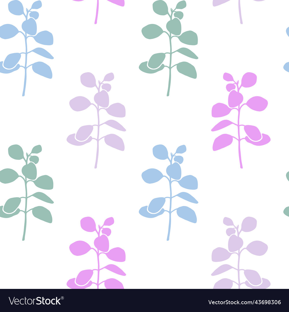 Seamless pattern with colorful branches