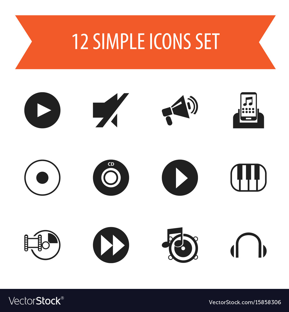Set of 12 editable song icons includes symbols
