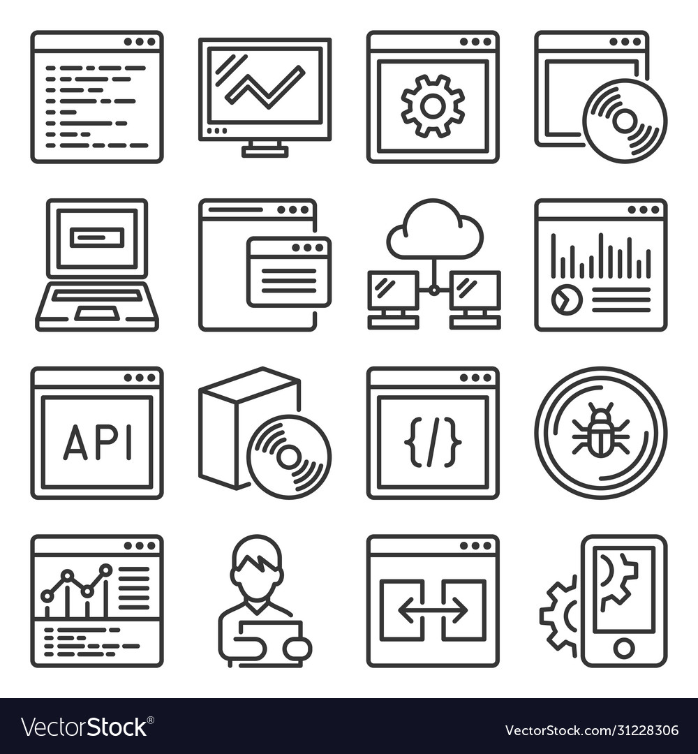 Software and application programming icons set Vector Image