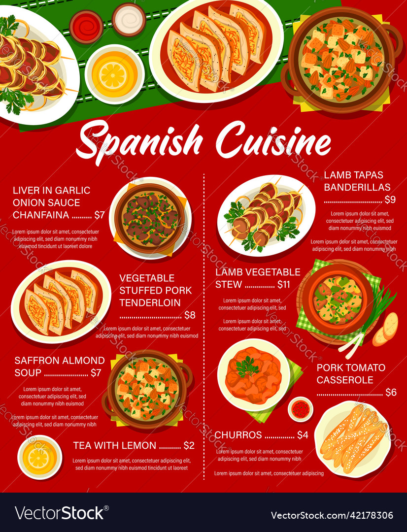 Spanish Food Menu