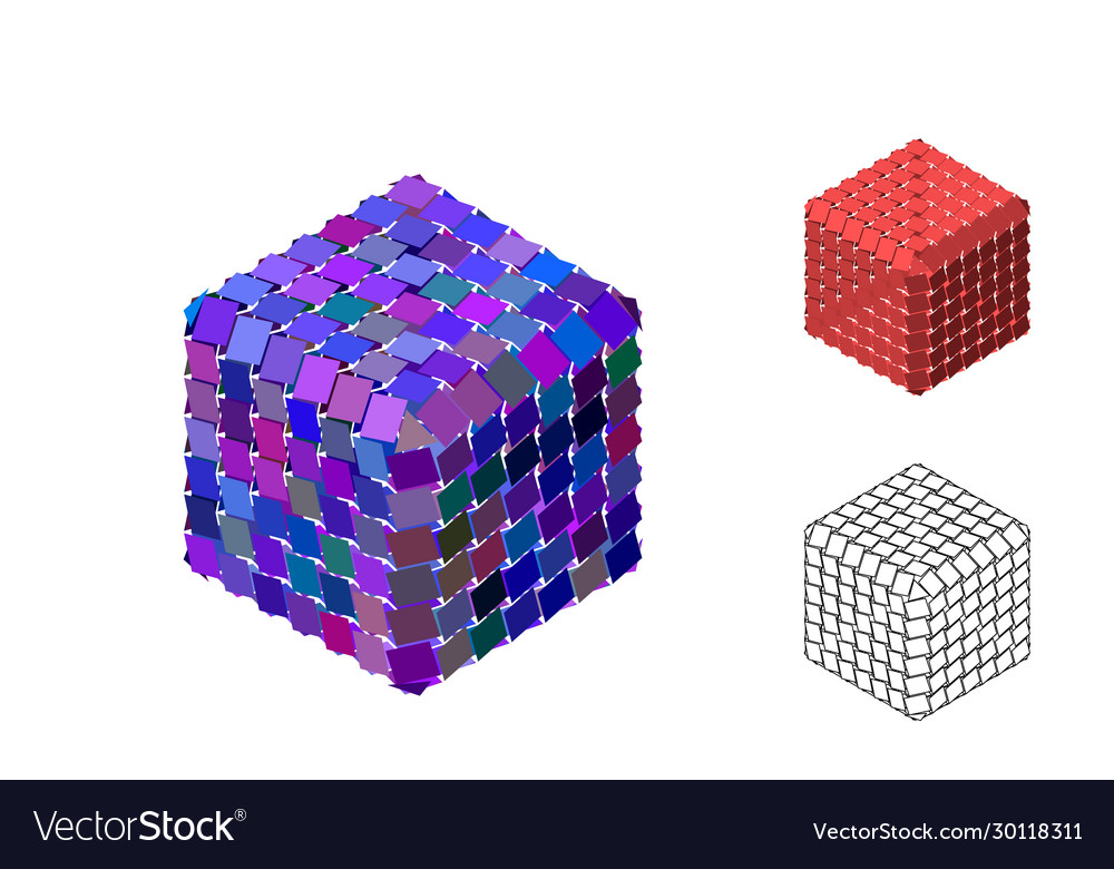 Abstract polygonal broken cube set isolated vector image Abstract polygonal broken cube set isolated