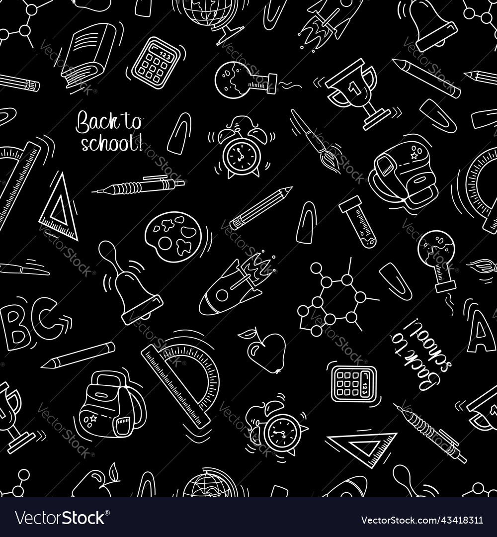 Back to school seamless pattern in sketch style