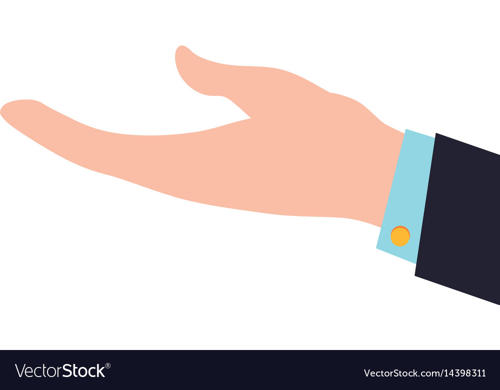 Businessman open hand request Royalty Free Vector Image