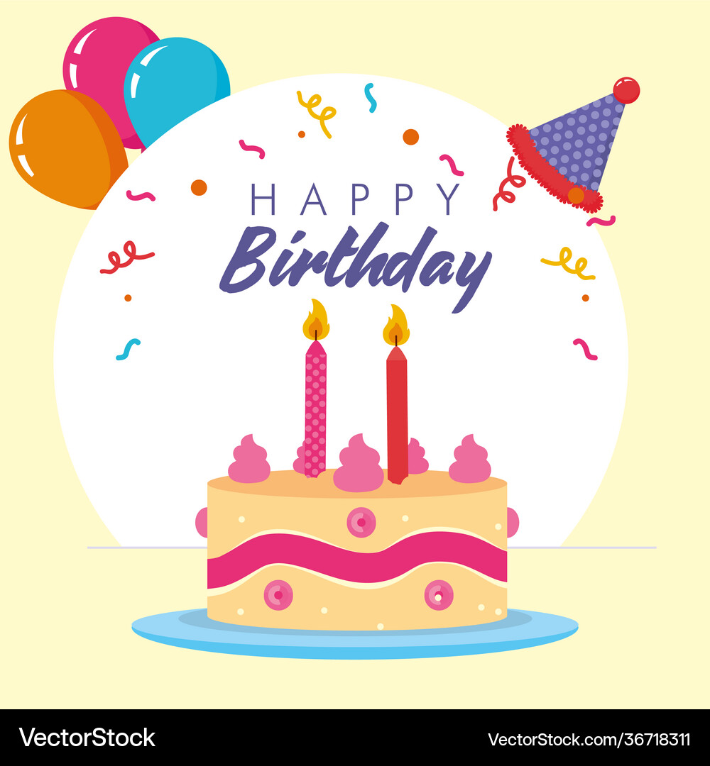 Cake with candles Royalty Free Vector Image - VectorStock