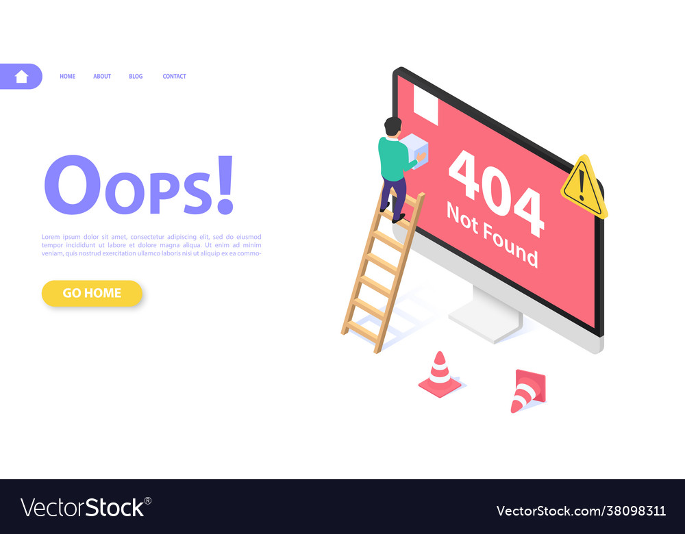 Concept a web page with 404 error man vector image Concept a web page with 404 error man