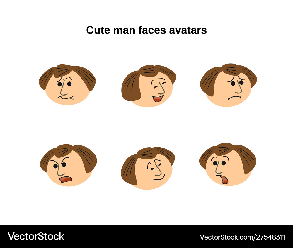 Cute man faces Royalty Free Vector Image - VectorStock