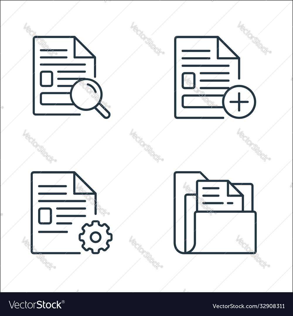 Document line icons linear set quality vector image Document line icons linear set quality