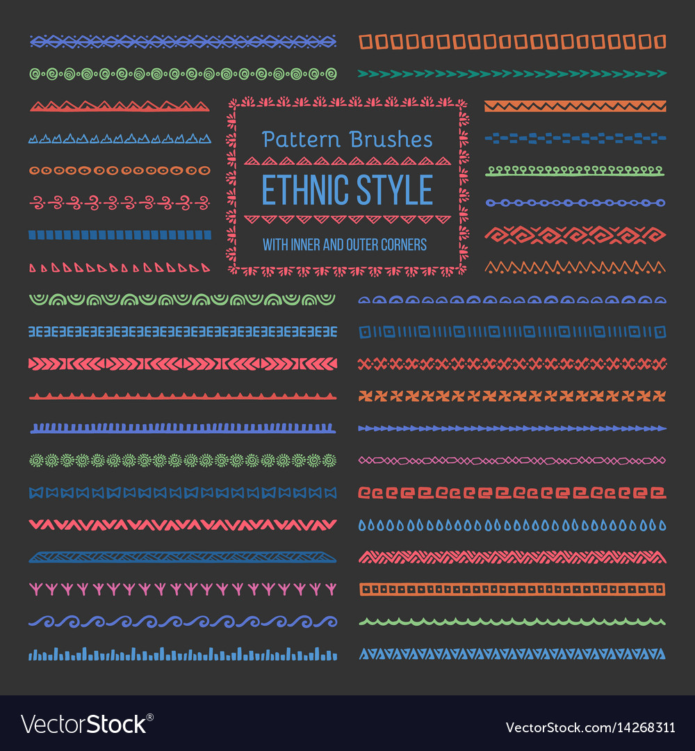 Ethnic style pattern brushes set