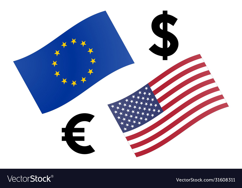 Eurusd forex currency pair eu and american flag Vector Image