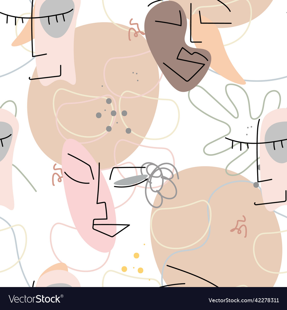 Face line pattern abstract drawing seamless print Vector Image Face line pattern abstract drawing seamless print