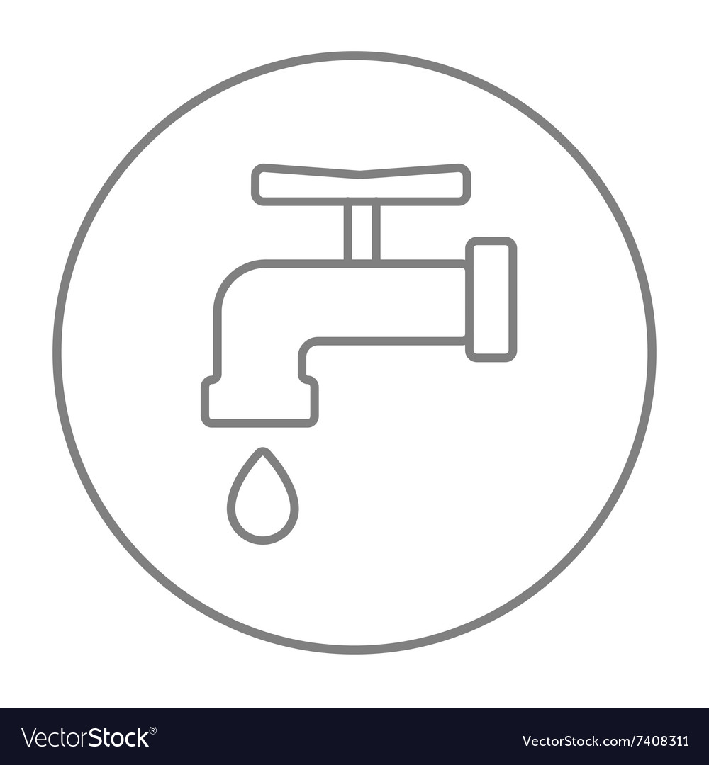 Faucet with water drop line icon