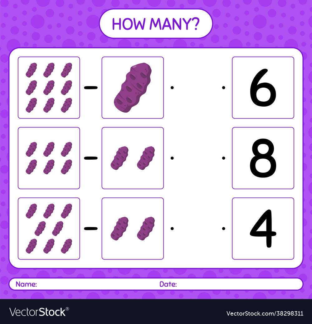 How many counting game with purple taewa vector image How many counting game with purple taewa