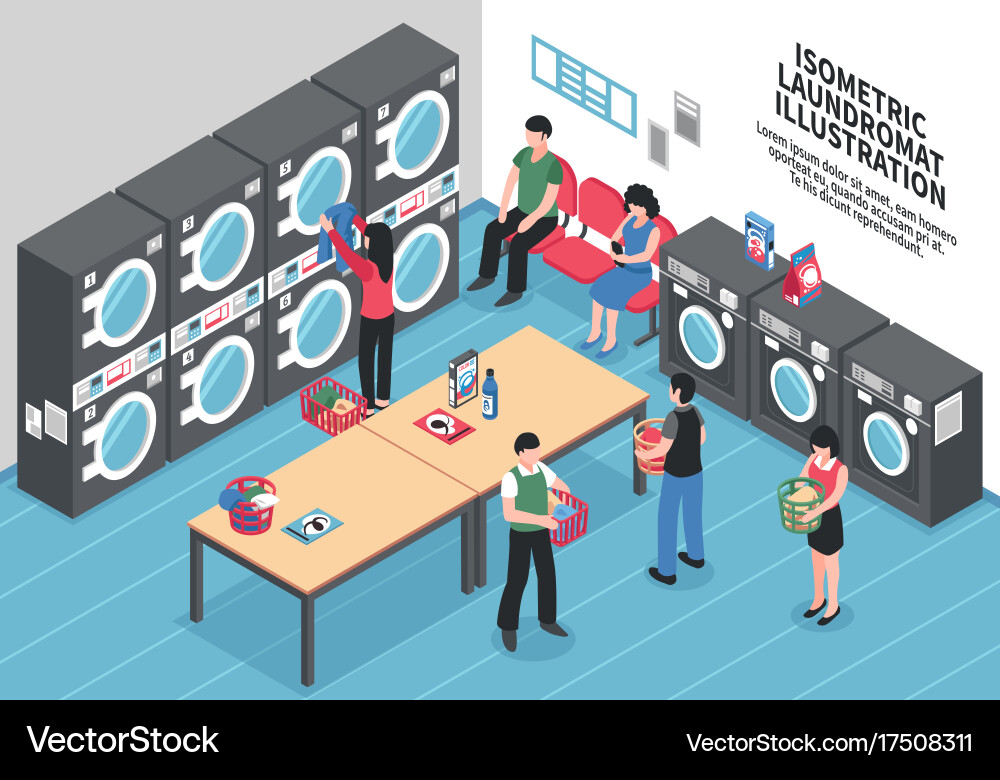 Laundry isometric concept Royalty Free Vector Image