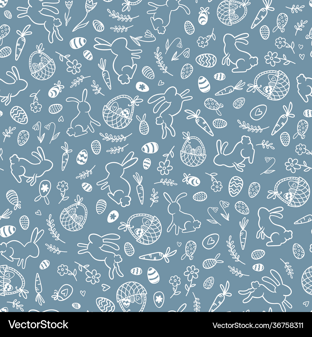 Lovely hand drawn easter seamless pattern cute Vector Image