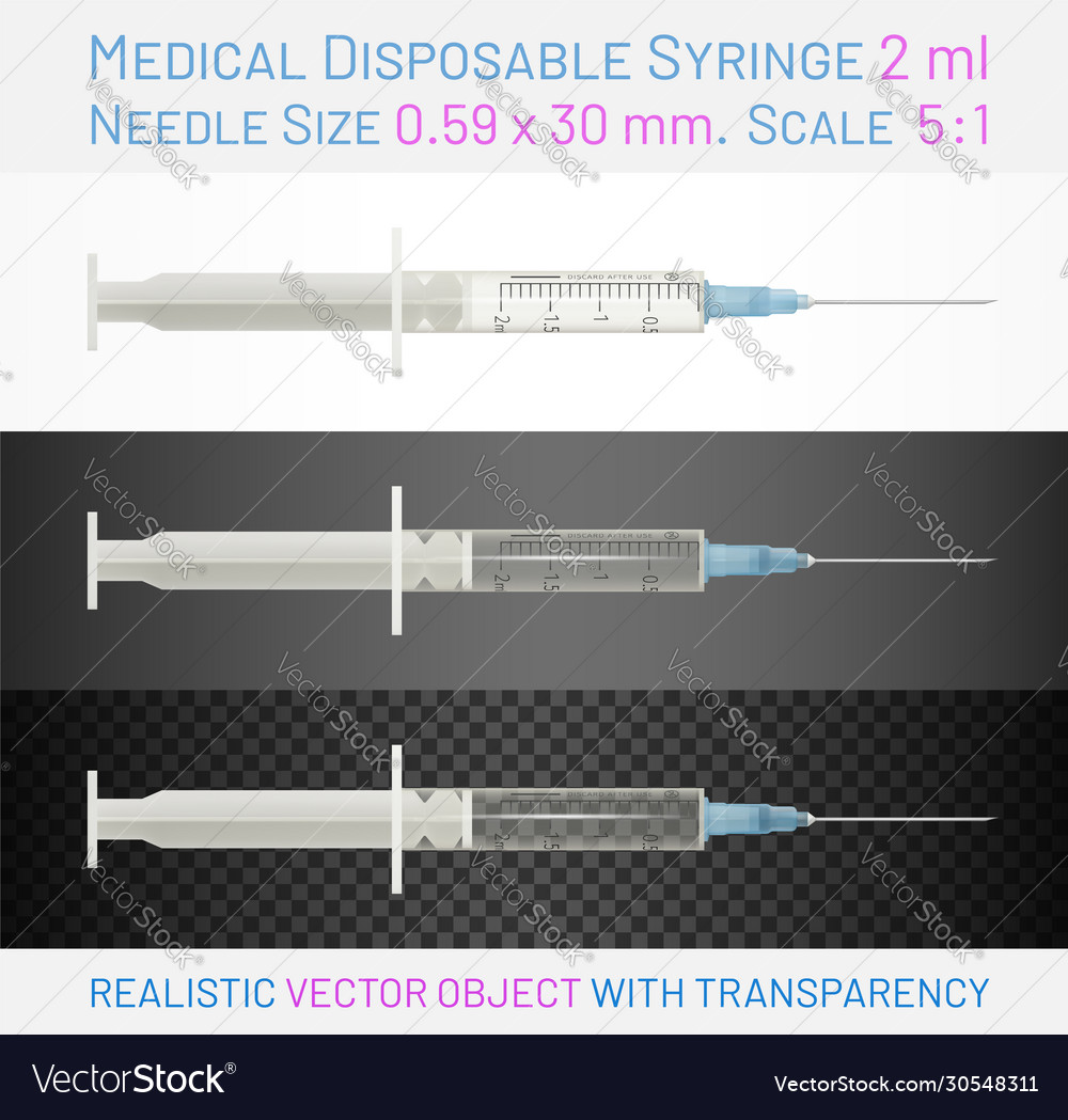 Medical disposable syringe 2 ml needle size