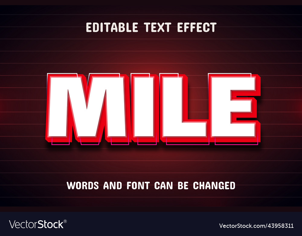 Mile 3d text effect Royalty Free Vector Image - VectorStock