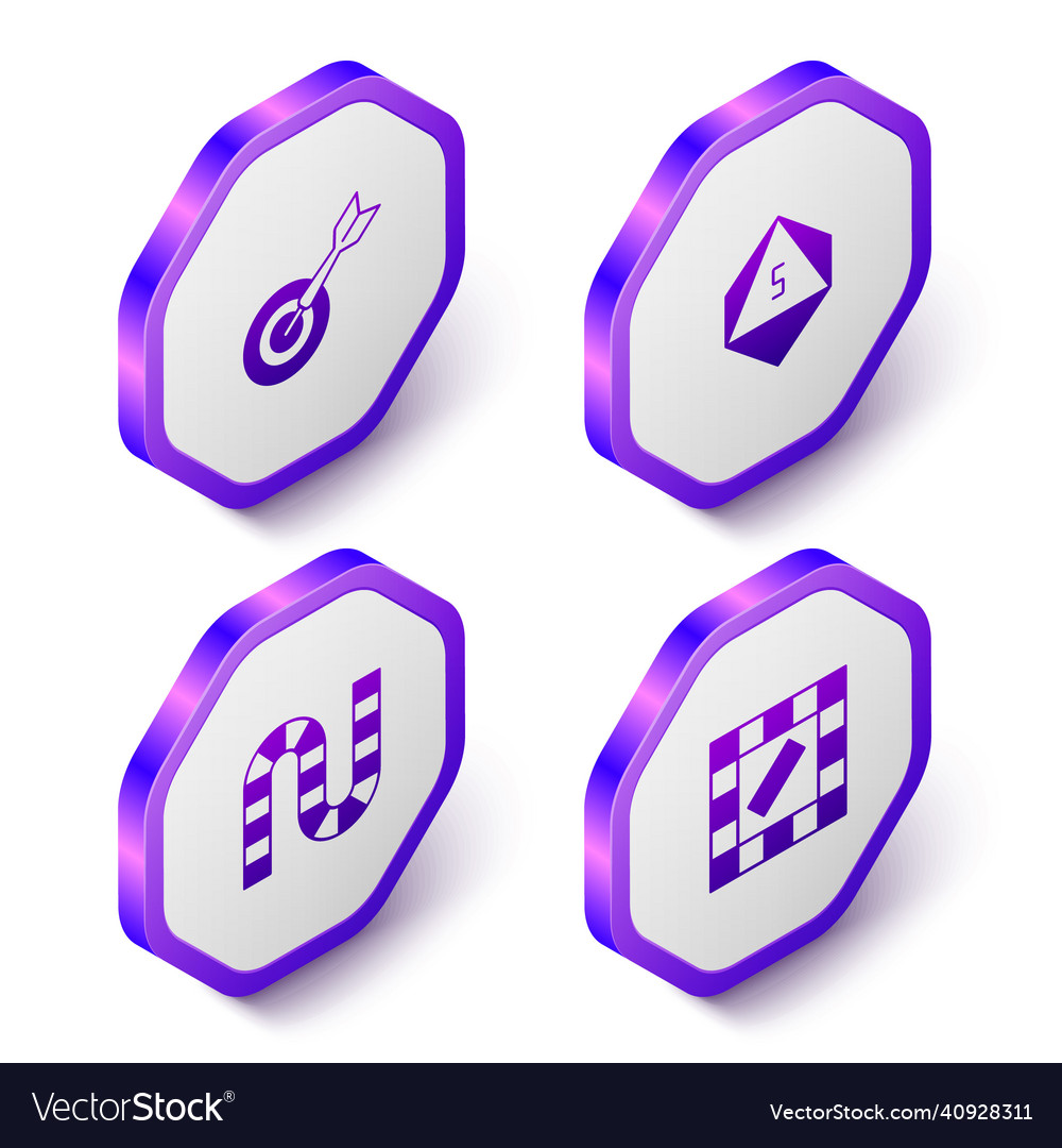 Set isometric classic dart board and arrow game