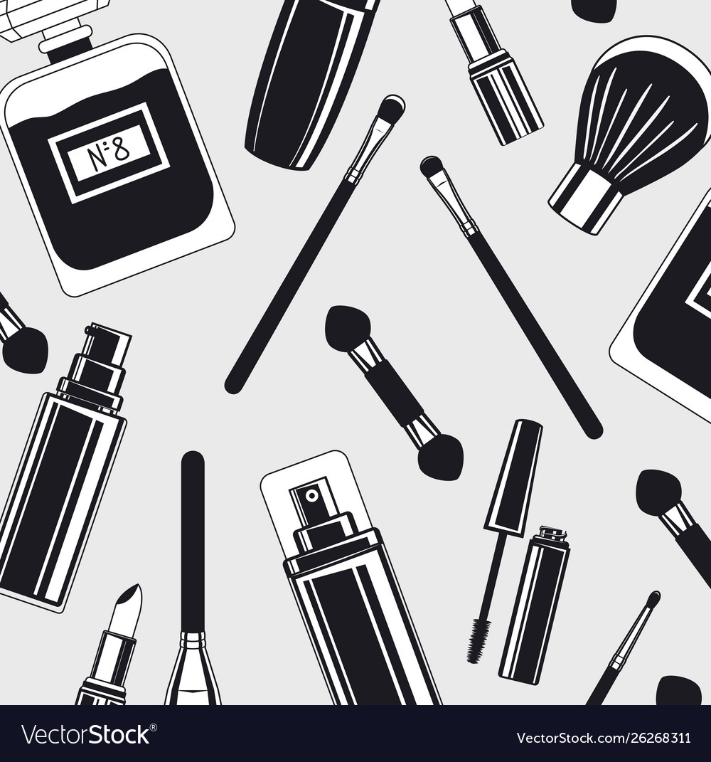 Set make up brushes and products pattern