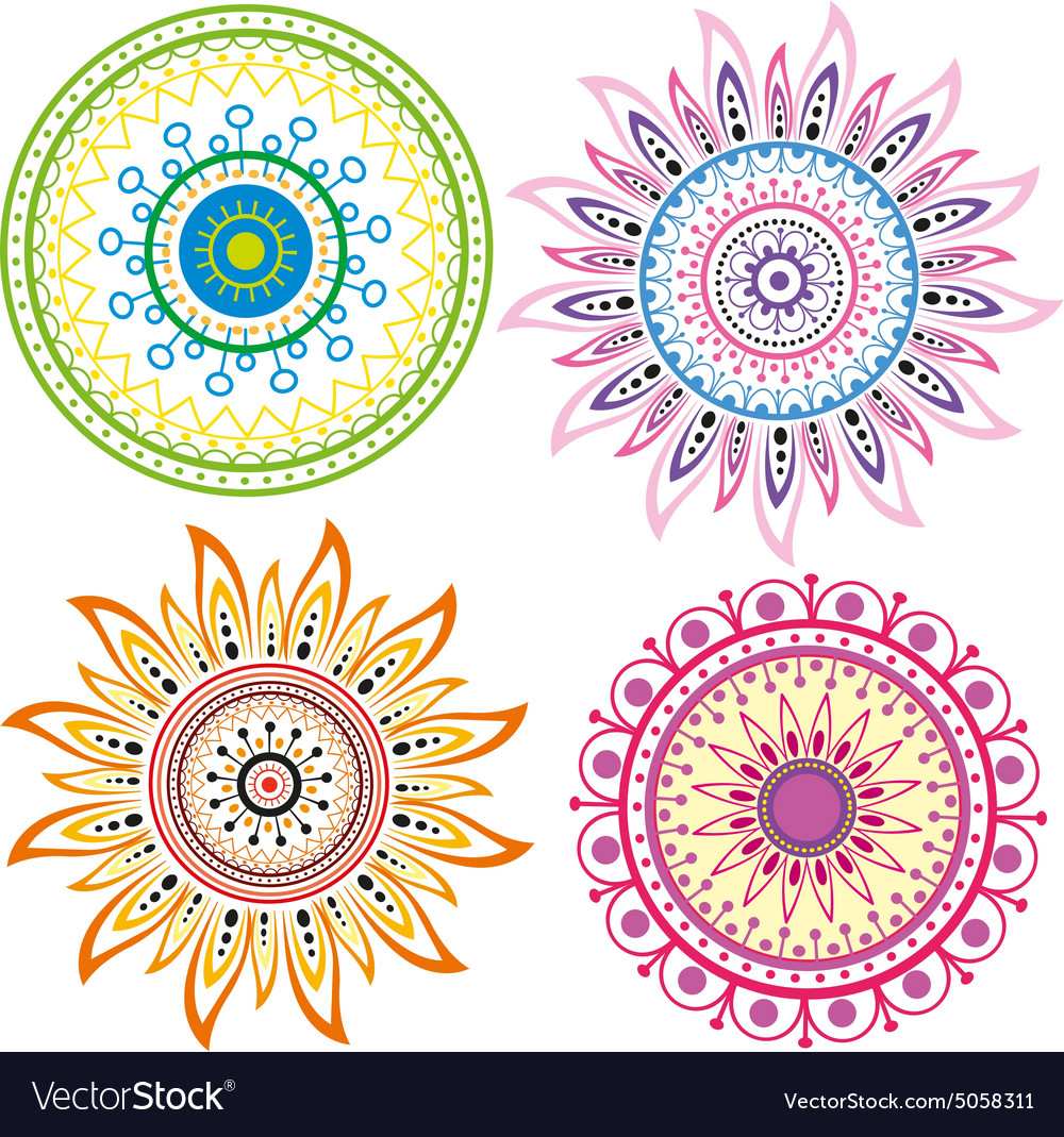 set of color mandala royalty free vector image