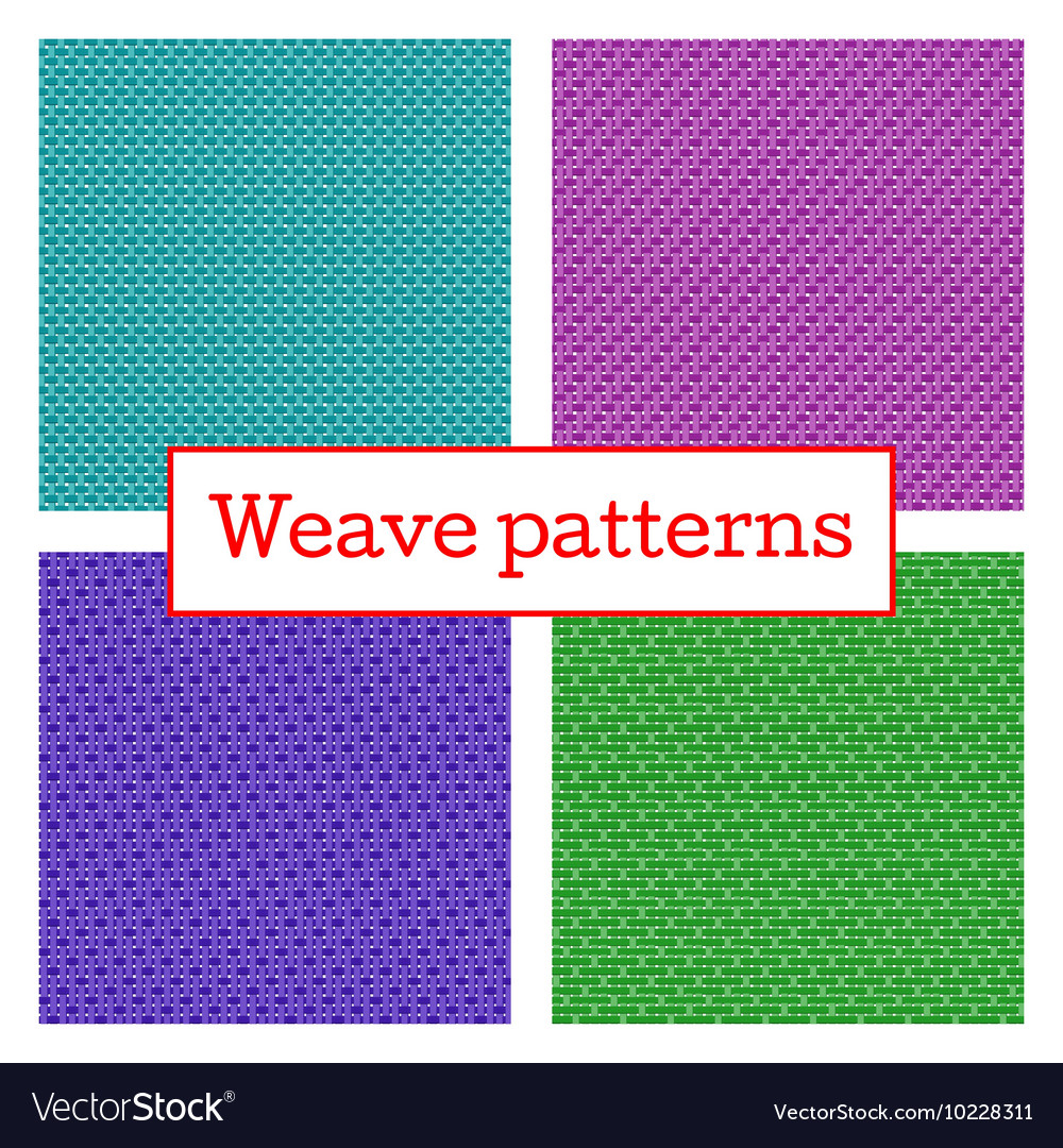 Set of geometric weave pattern in white background