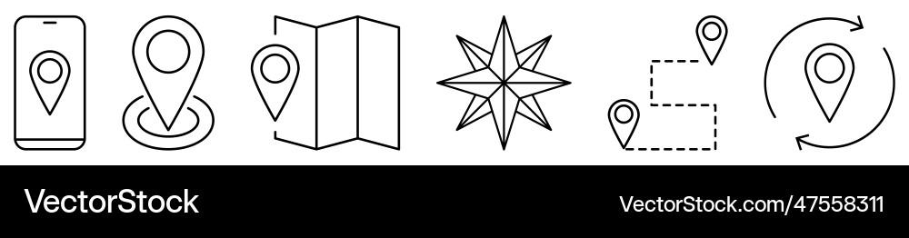 Set of navigation icon line Royalty Free Vector Image