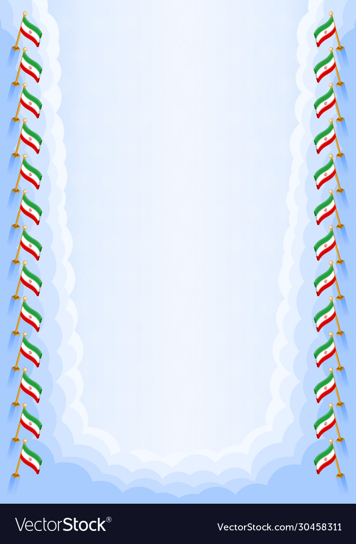 Vertical frame and border with iran flag Vector Image Vertical frame and border with iran flag